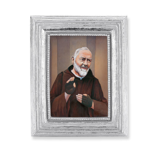 Saint Pio Silver Framed Print