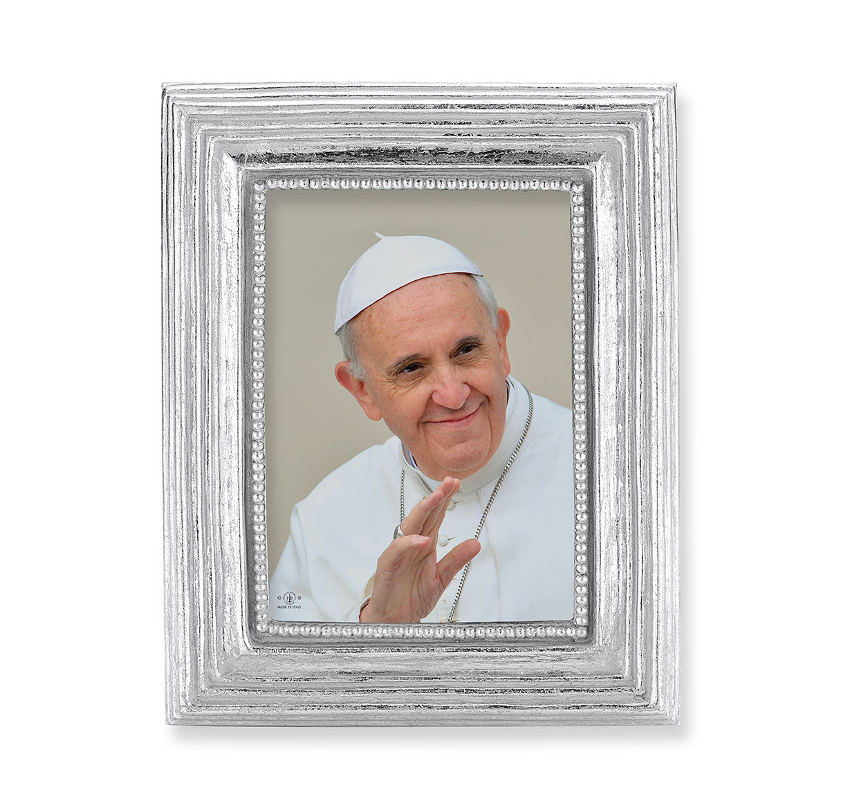 Pope Francis Silver Framed Print