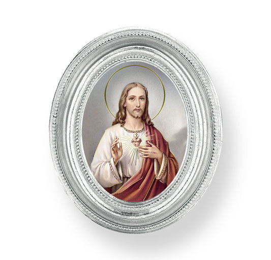 Sacred Heart of Jesus Silver Framed Print