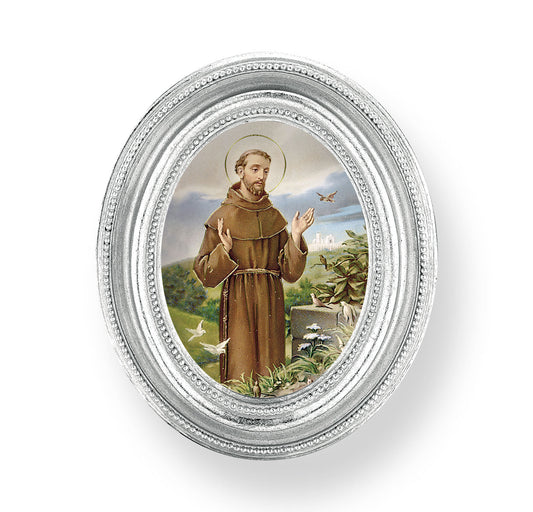 St. Francis Silver Framed Print