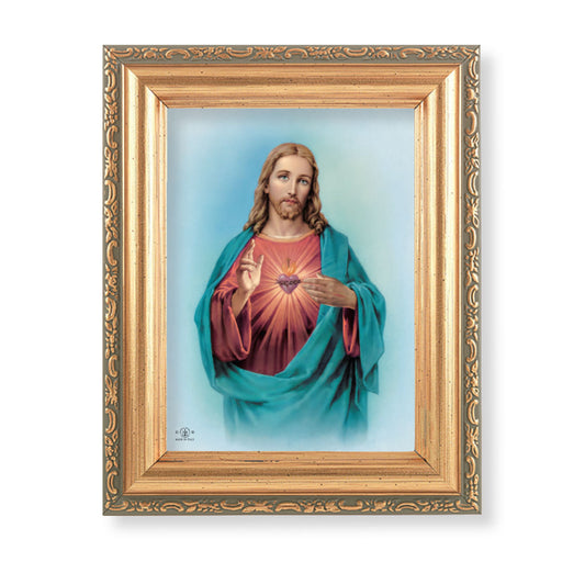 Sacred Heart of Jesus Antique Gold Framed Art