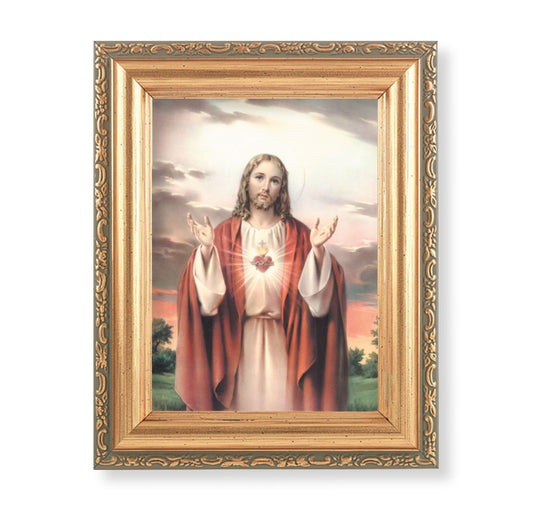 Sacred Heart of Jesus Antique Gold Framed Art
