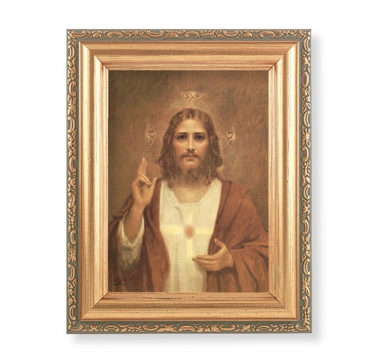Sacred Heart of Jesus Antique Gold Framed Art
