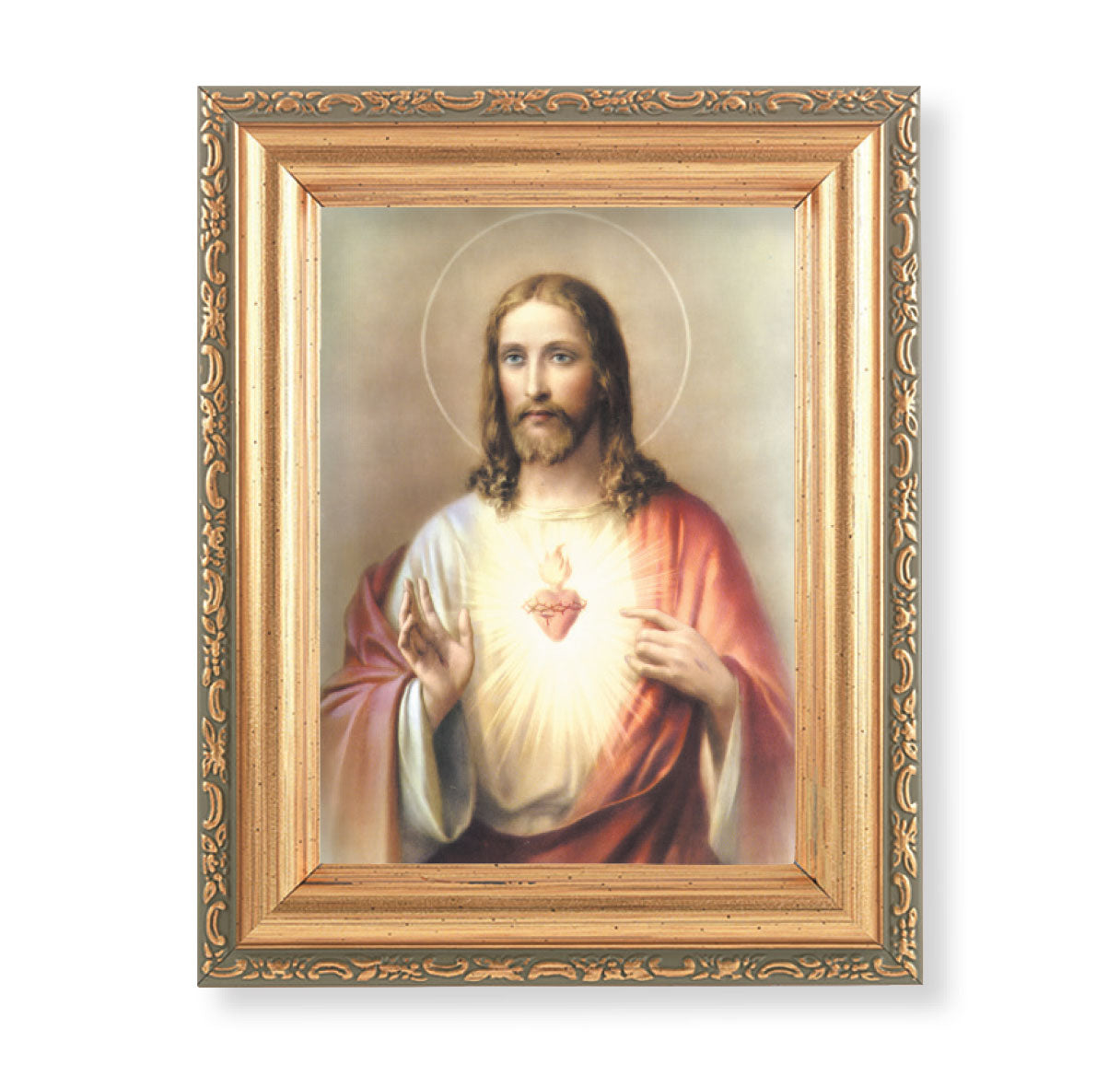 Sacred Heart of Jesus Antique Gold Framed Art
