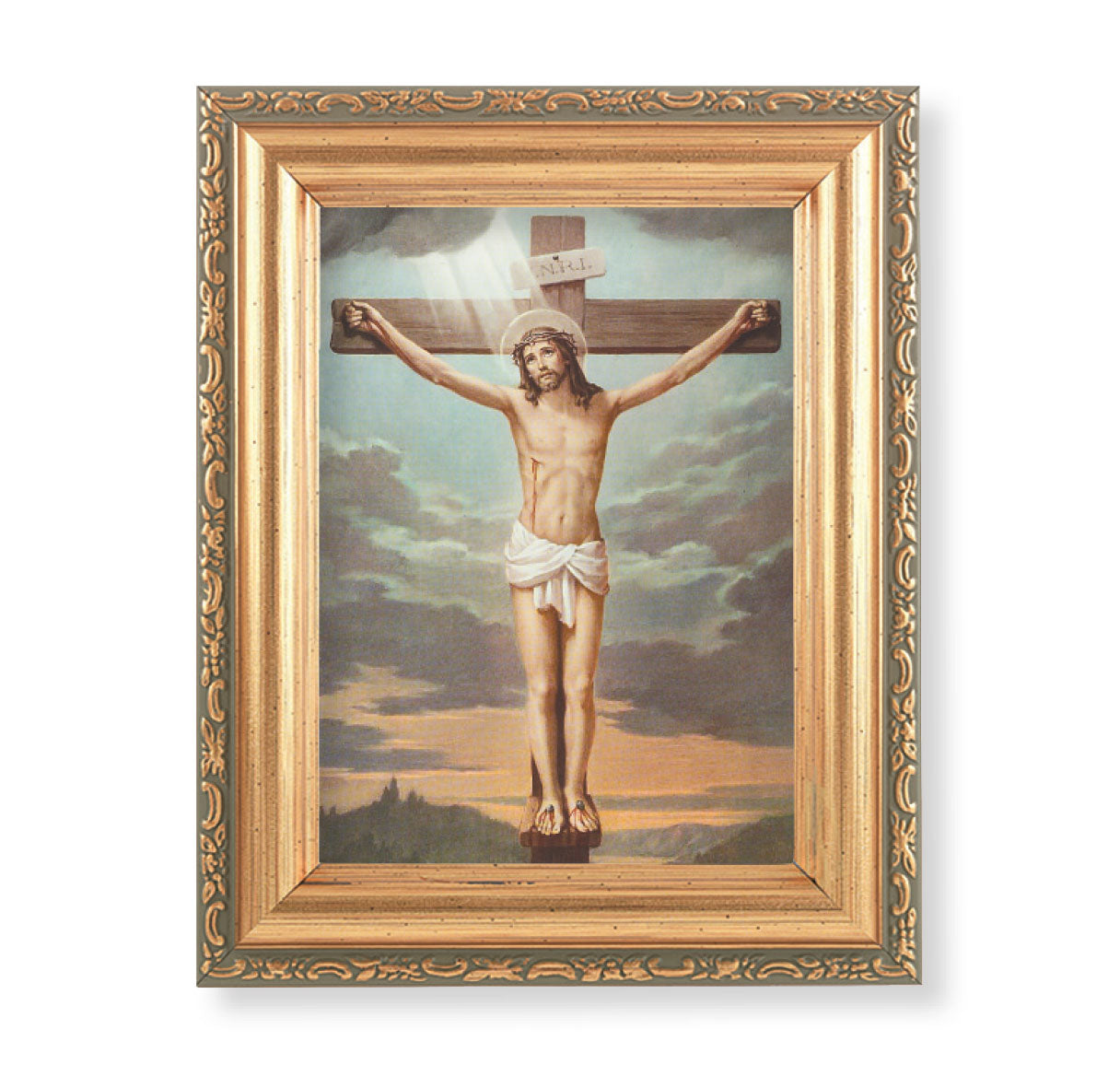 Crucifixion Antique Gold Framed Art