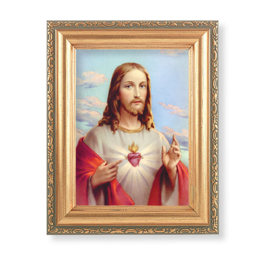 Sacred Heart of Jesus Antique Gold Framed Art