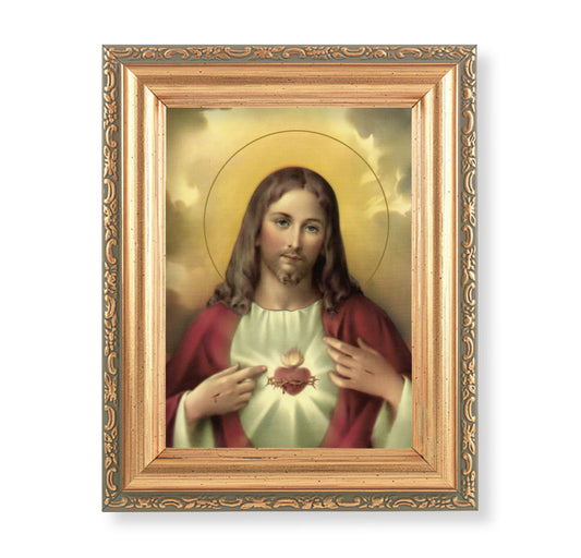 Sacred Heart of Jesus Antique Gold Framed Art