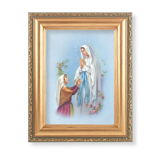 Our Lady of Lourdes Antique Gold Framed Art