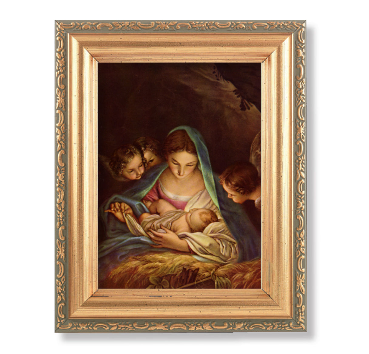 Mary and Jesus with Angels Antique Gold Framed Art