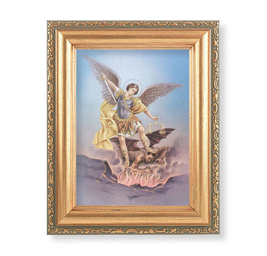 St. Michael Antique Gold Framed Art