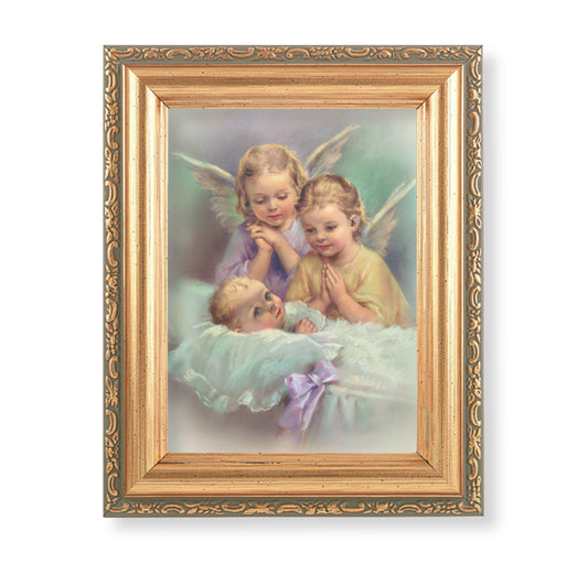 Guardian Angels Antique Gold Framed Art