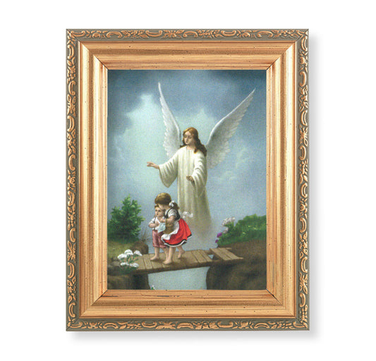 Guardian Angel Antique Gold Framed Art