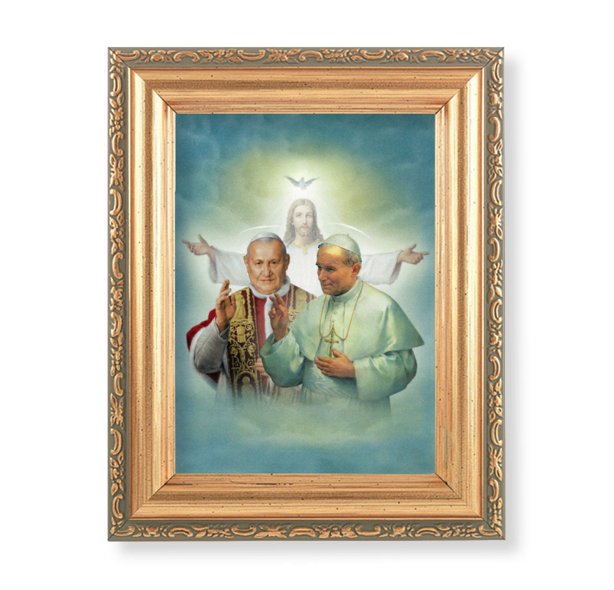 St. John Paul II and St. John XXIII Antique Gold Framed Art