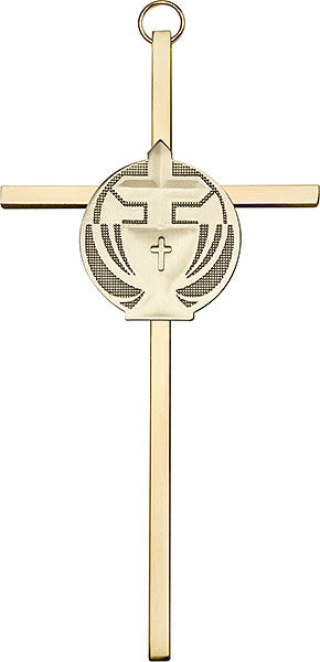 6 inch Antique Gold Communion on a Polished Brass Cross