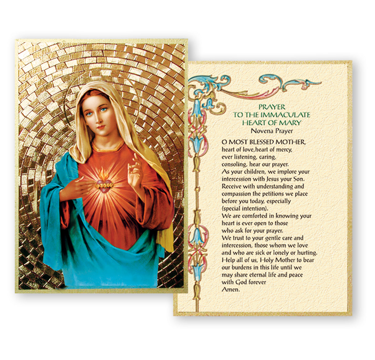 Immaculate Heart of Mary Gold Foil Mosaic Plaque