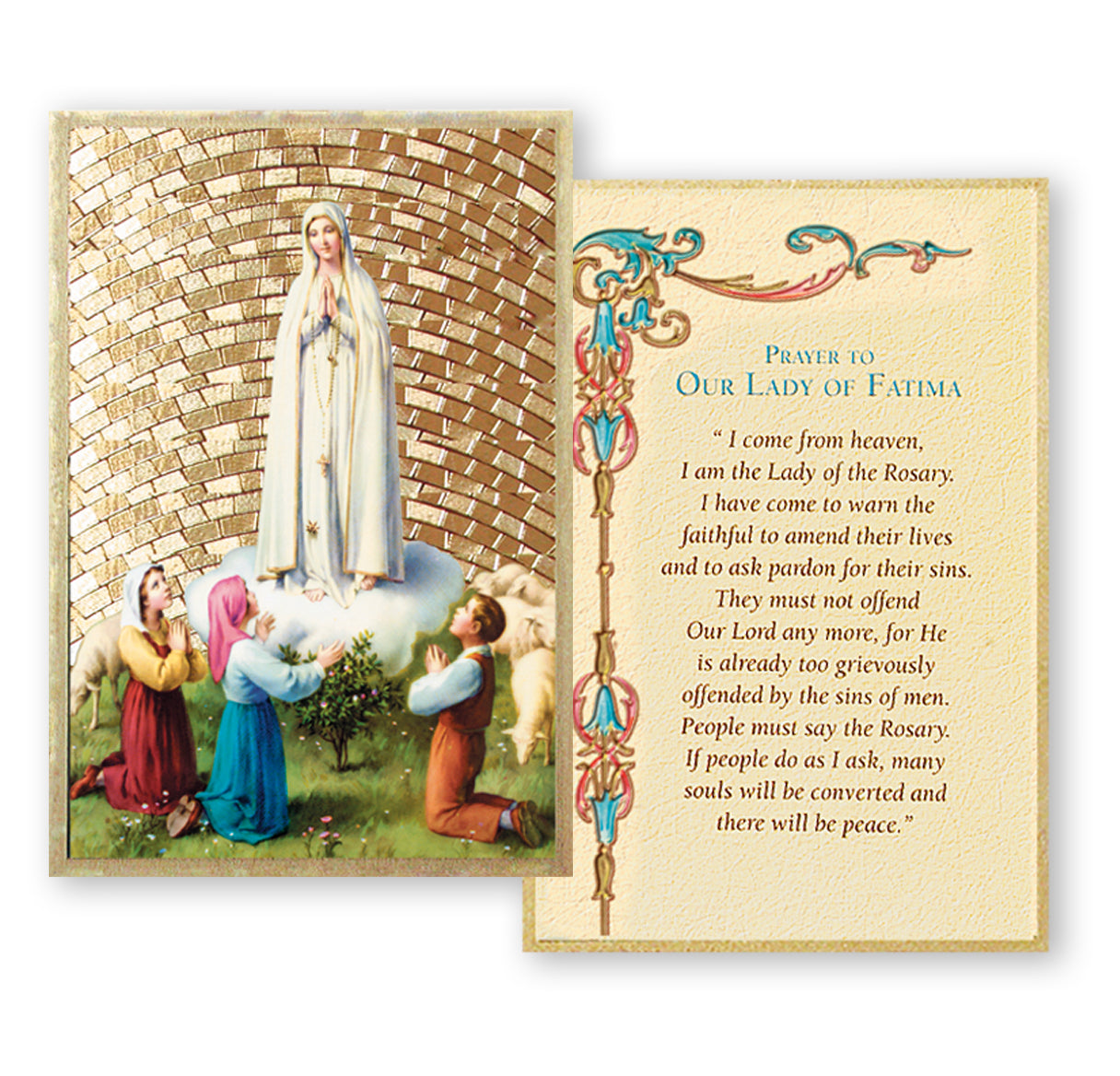 Our Lady of Fatima Gold Foil Mosaic Plaque