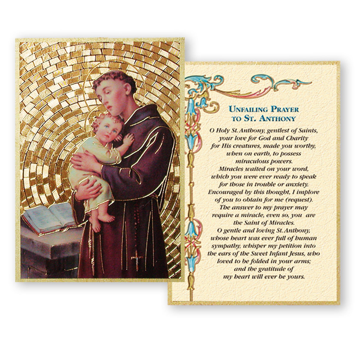 St. Anthony Gold Foil Mosaic Plaque