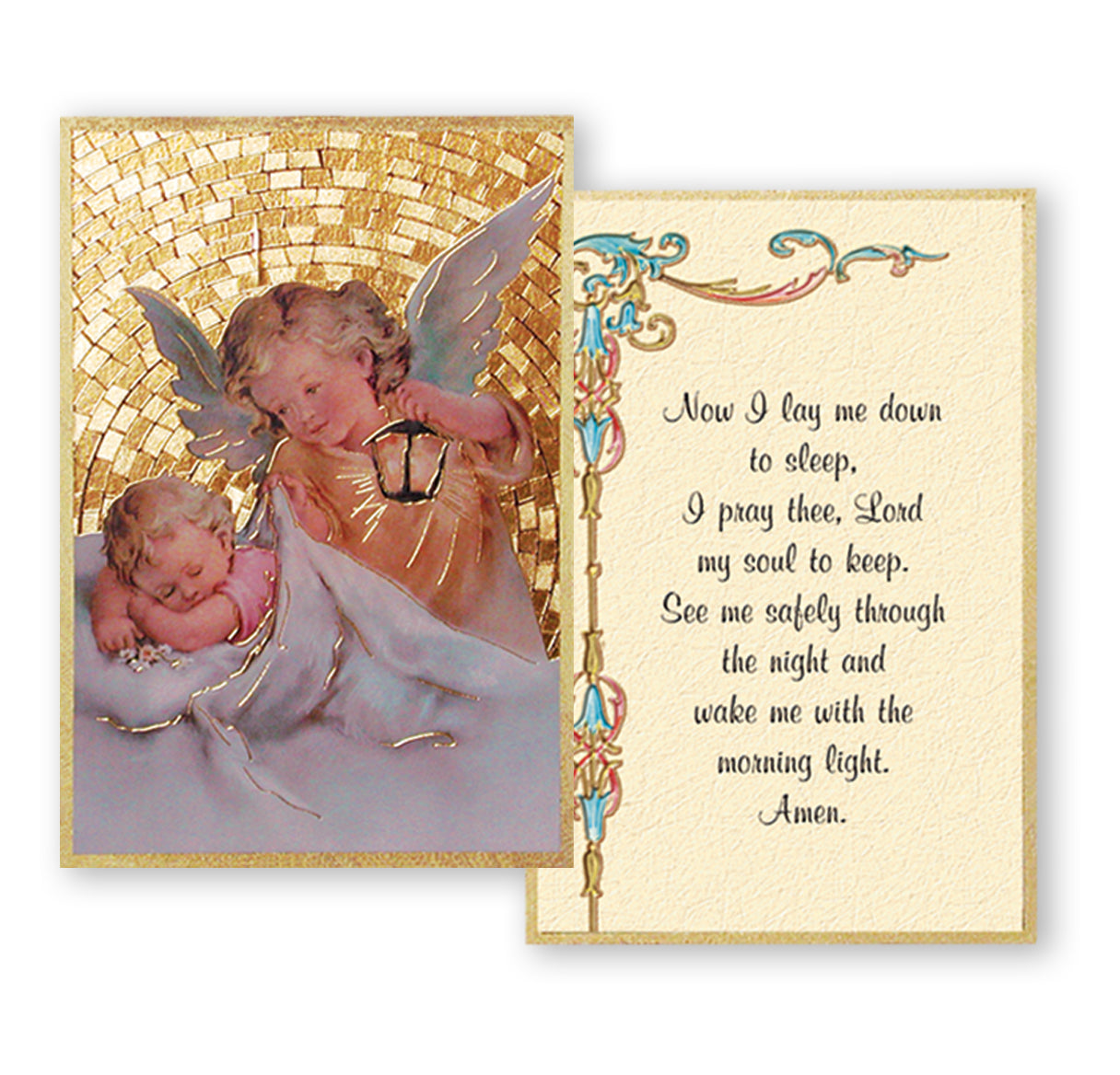 Guardian Angel with Lamp Gold Foil Mosaic Plaque