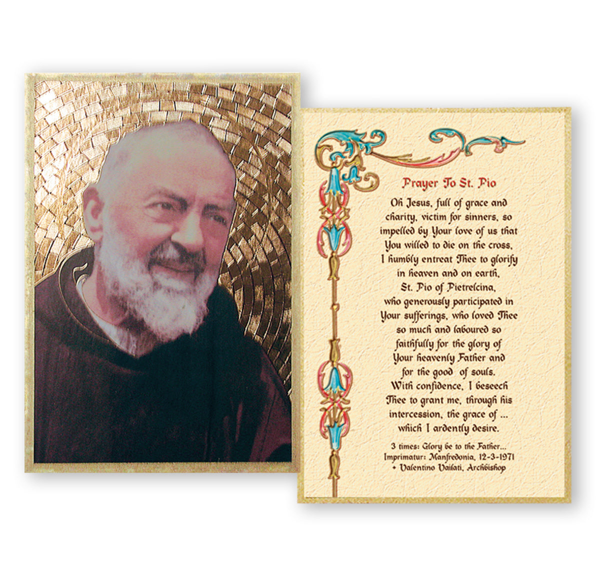 St. Pio Gold Foil Mosaic Plaque