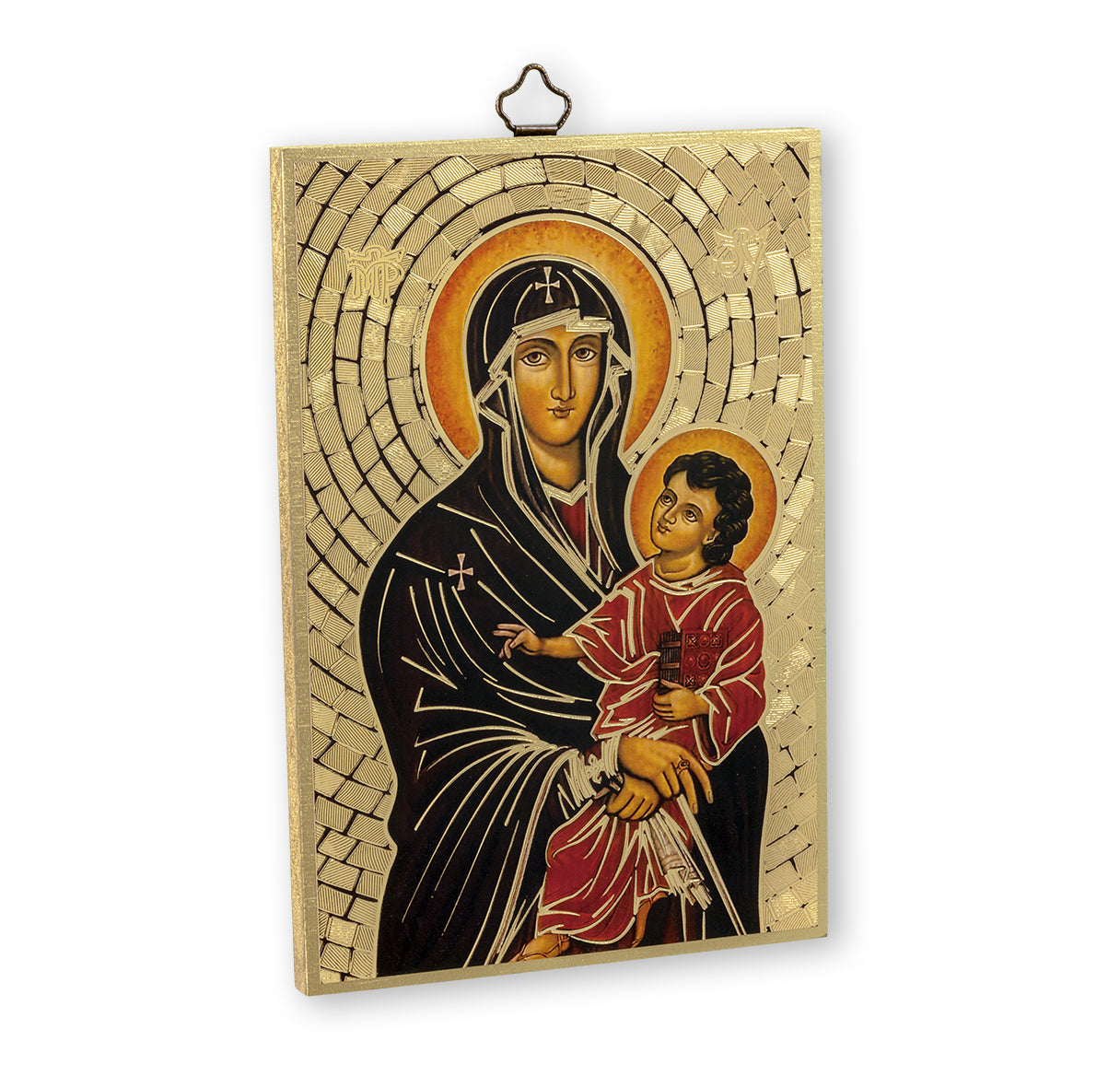 Our Lady of Romanus Gold Foil Mosaic Plaque