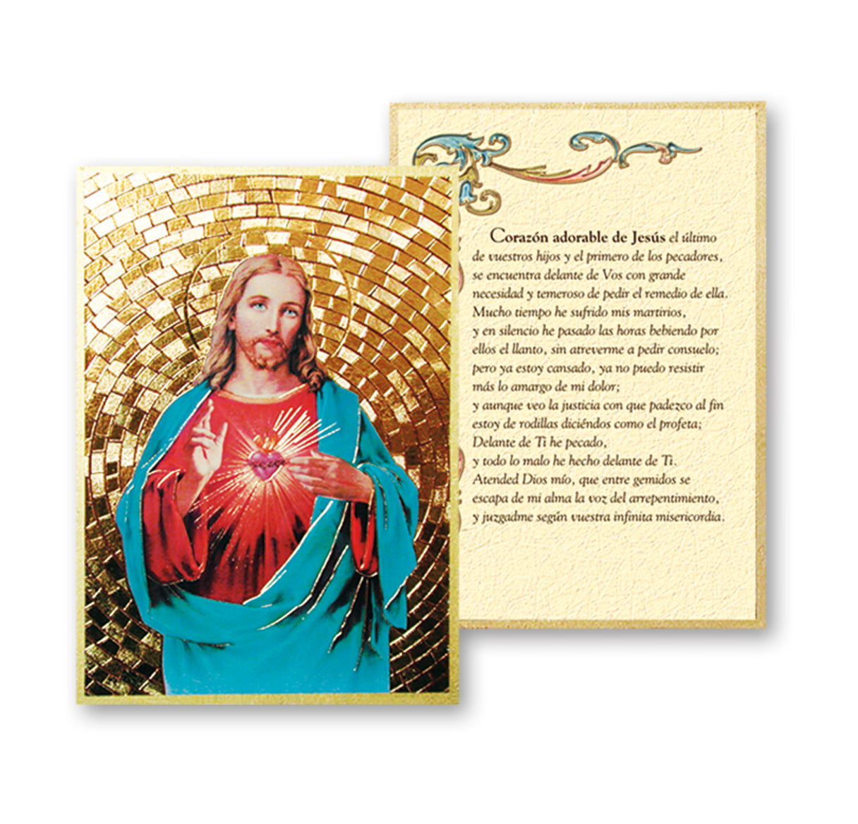 Sacred Heart of Jesus (Spanish) Gold Foil Mosaic Plaque