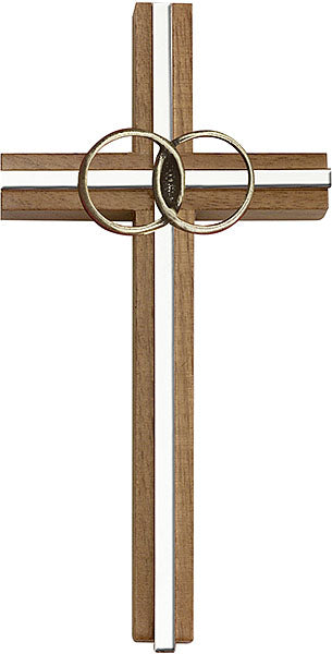 6 inch Marriage Cross, Walnut w/ Antique Gold inlay
