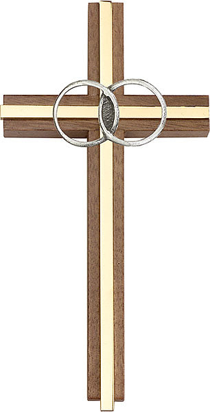 6 inch Marriage Cross, Walnut w/ Antique Silver inlay