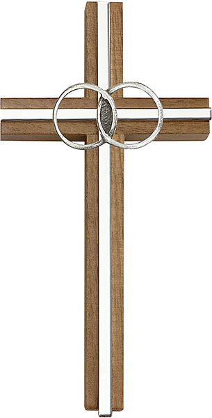 6 inch Marriage Cross, Walnut w/ Antique Silver inlay