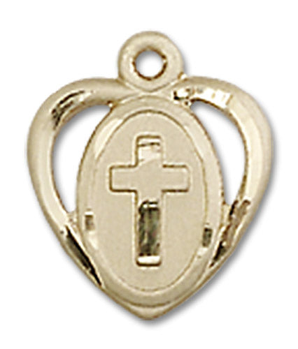 14kt Gold Heart / Cross Medal