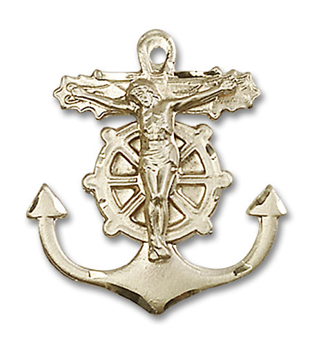 14kt Gold Anchor Crucifix Medal