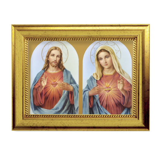 The Sacred Hearts Gold-Leaf Framed Art