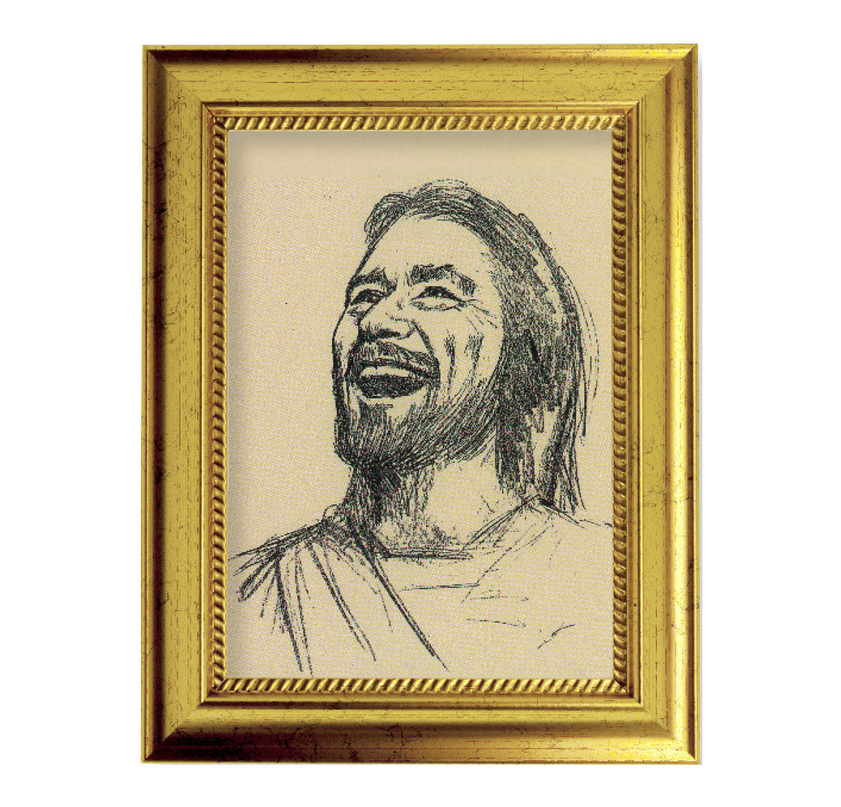 Laughing Jesus Gold-Leaf Framed Art