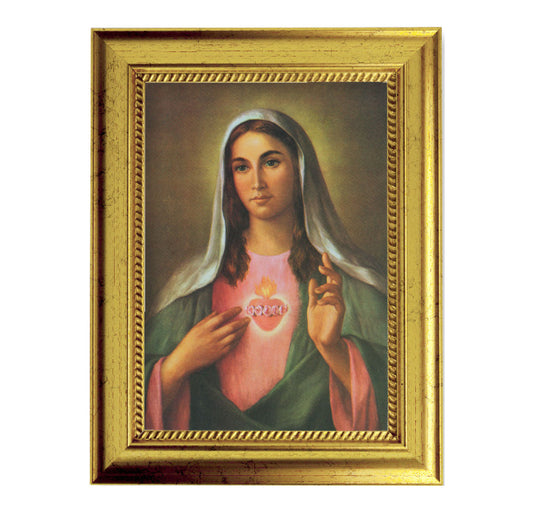Immaculate Heart of Mary Gold-Leaf Framed Art