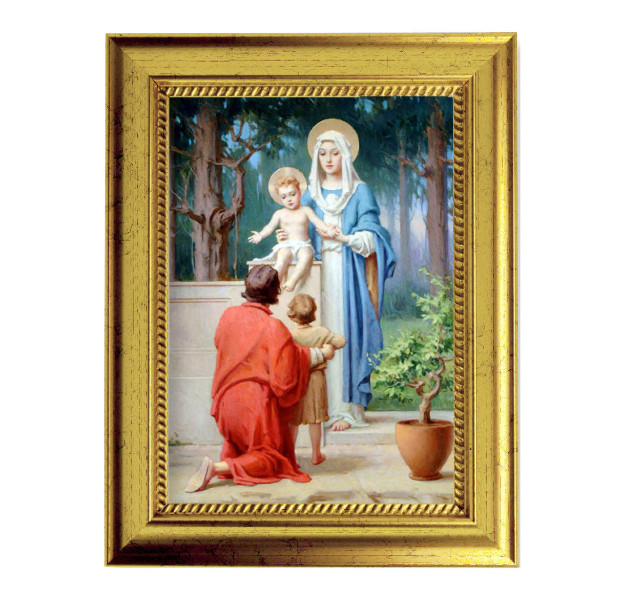 Holy Family with St. John the Baptist Gold-Leaf Framed Art