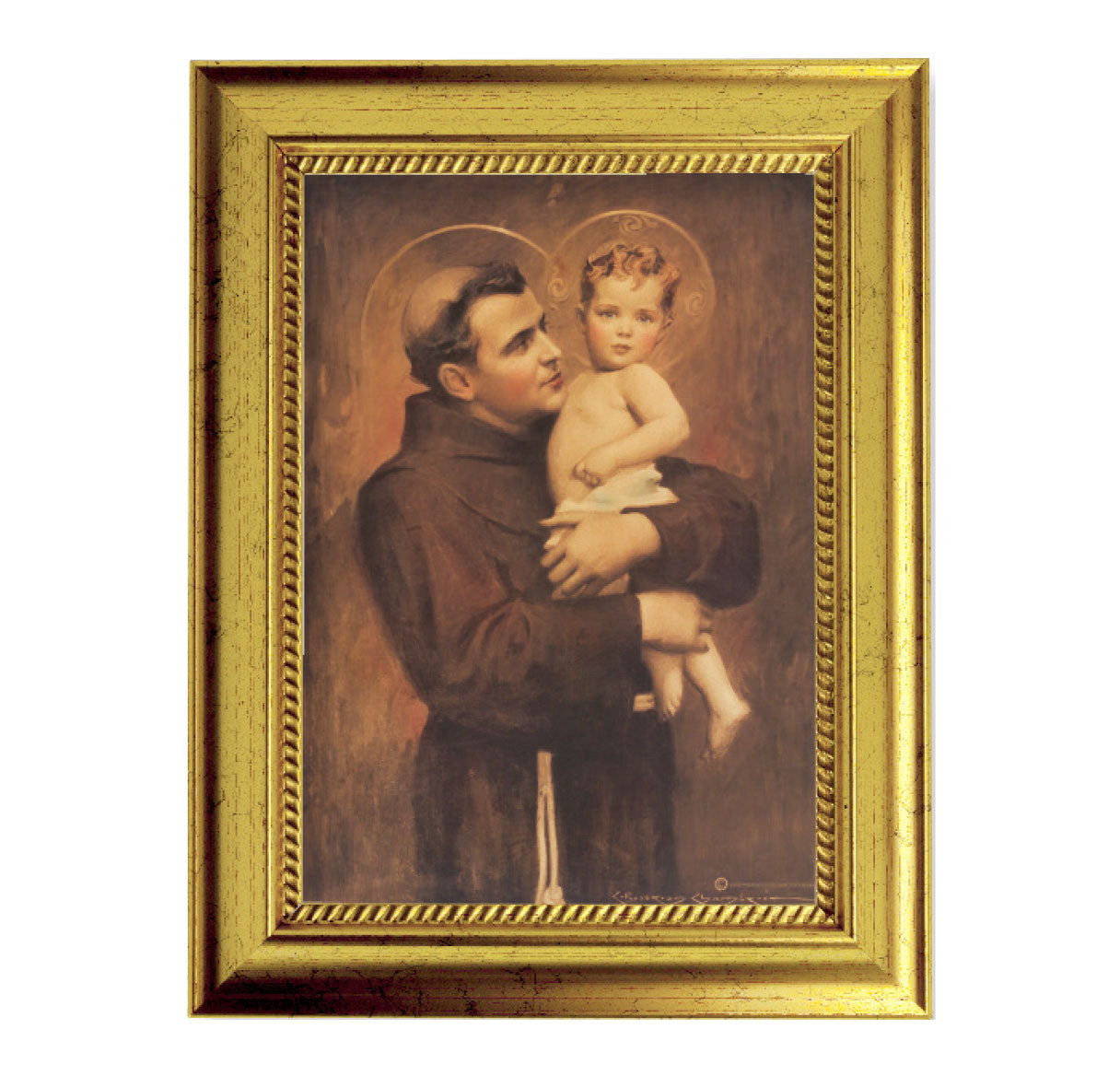 St. Anthony with Jesus Gold-Leaf Framed Art