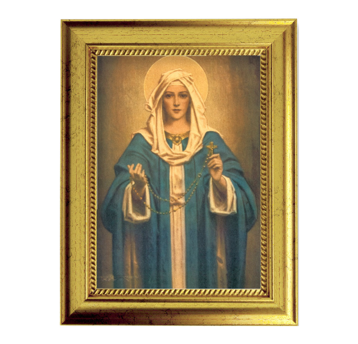 Our Lady of the Rosary Gold-Leaf Framed Art