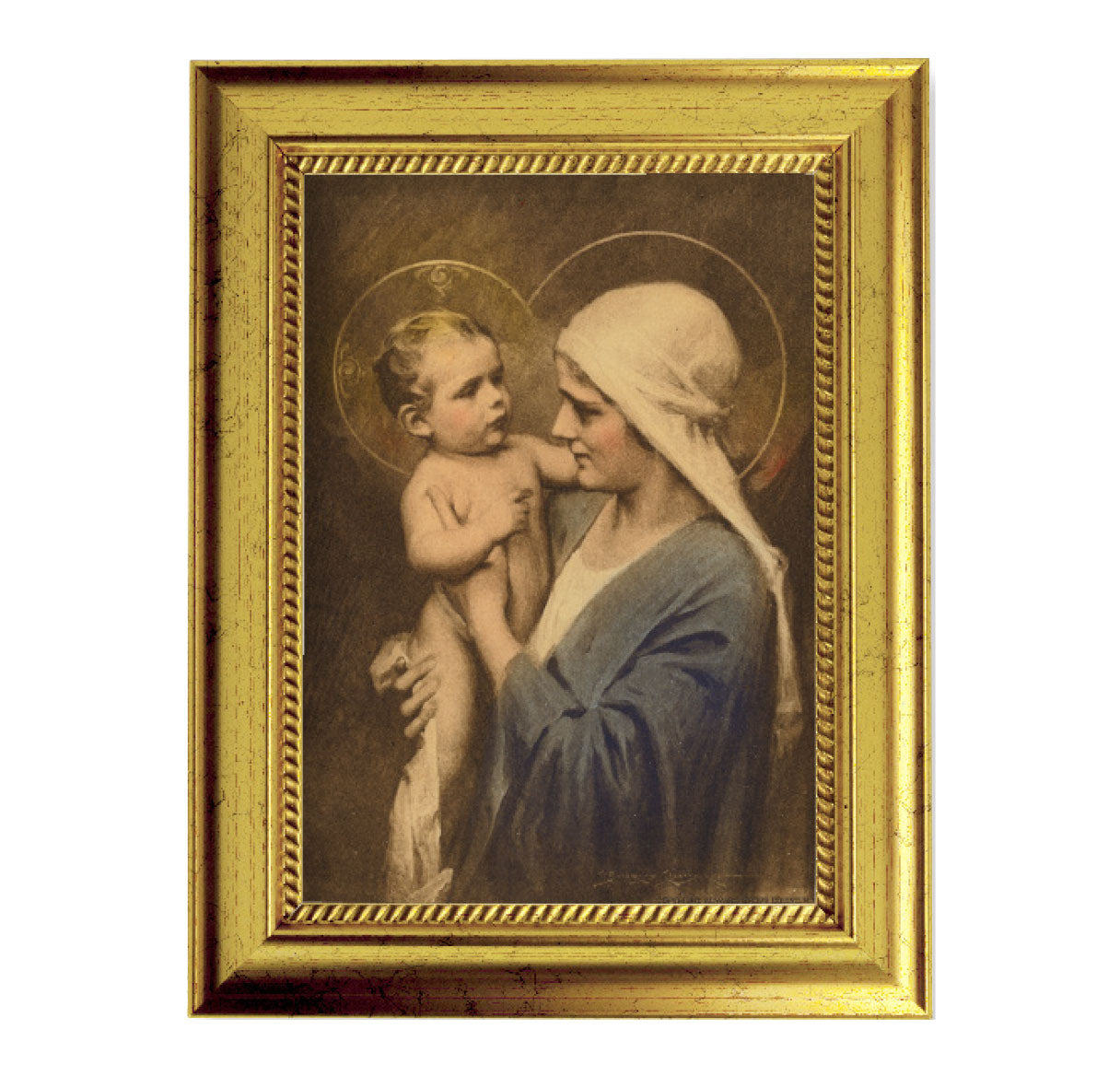 Jesus and Mary Gold-Leaf Framed Art