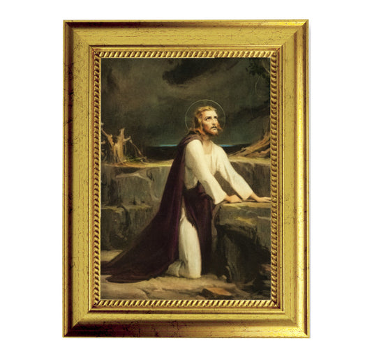Christ at Gethsemane Gold-Leaf Framed Art