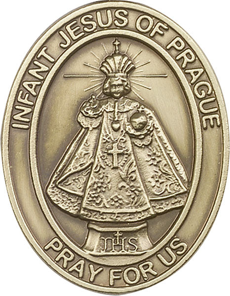 Antique Gold Infant of Prague Visor Clip