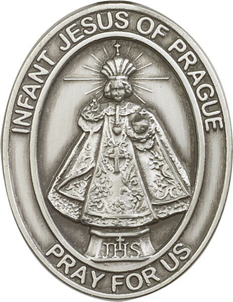 Antique Silver Infant of Prague Visor Clip