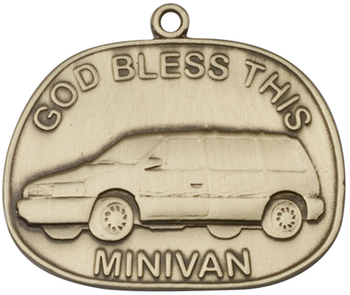 Antique Gold God Bless This Mini-Van Keychain