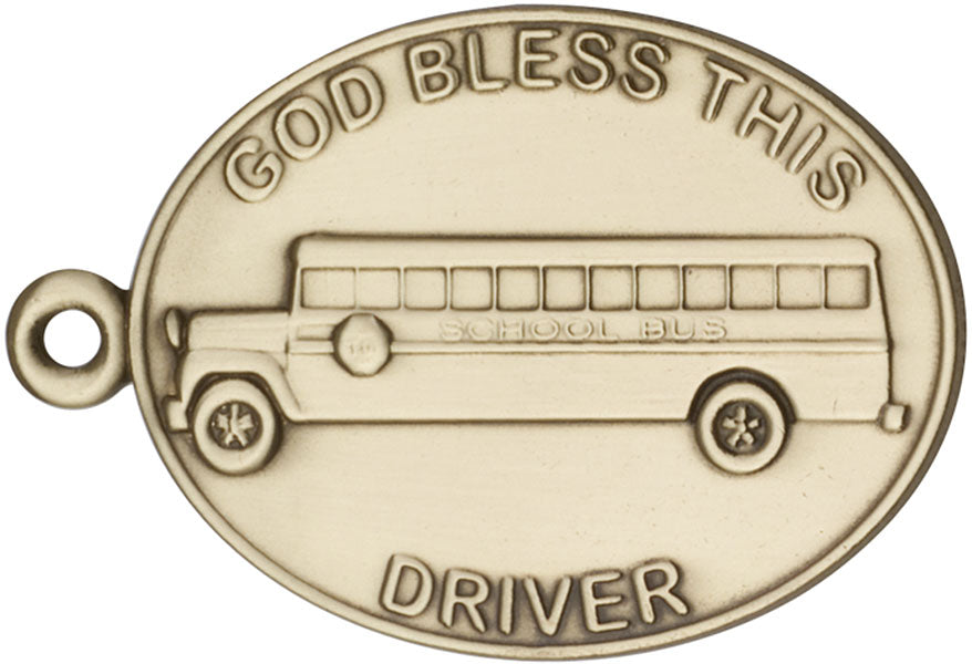 Antique Gold God Bless This Bus Driver Keychain