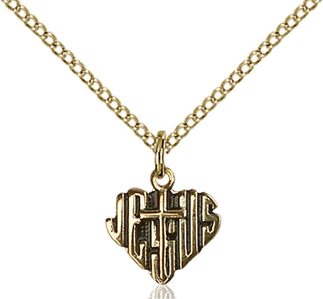 14kt Gold Filled Heart of Jesus / Cross Pendant