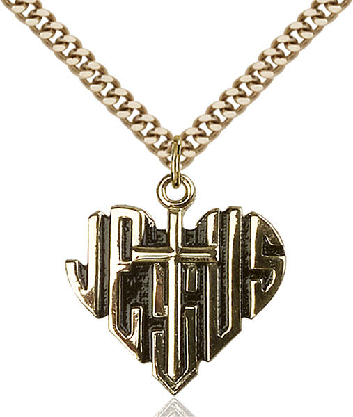 14kt Gold Filled Heart of Jesus / Cross Pendant