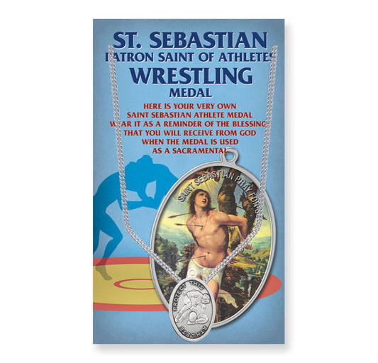 Saint Sebastian Men's Oval Wrestling Medal