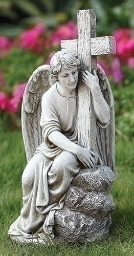 Memorial Angel Seated Outdoor Garden Statue 13"H