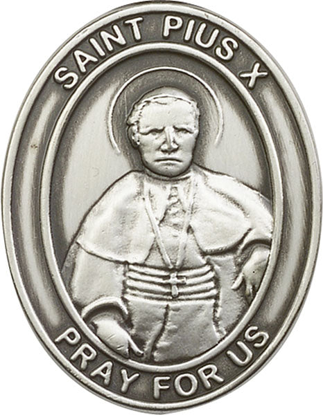 Antique Silver St. Pius X Visor Clip