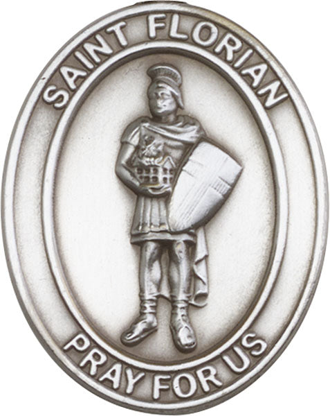 Antique Silver St. Florian Visor Clip