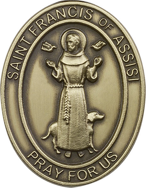 Antique Gold St. Francis of Assisi Visor Clip