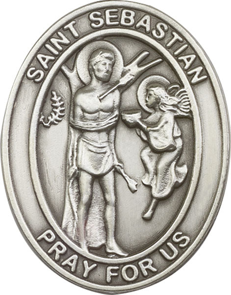 Antique Silver St. Sebastian Visor Clip